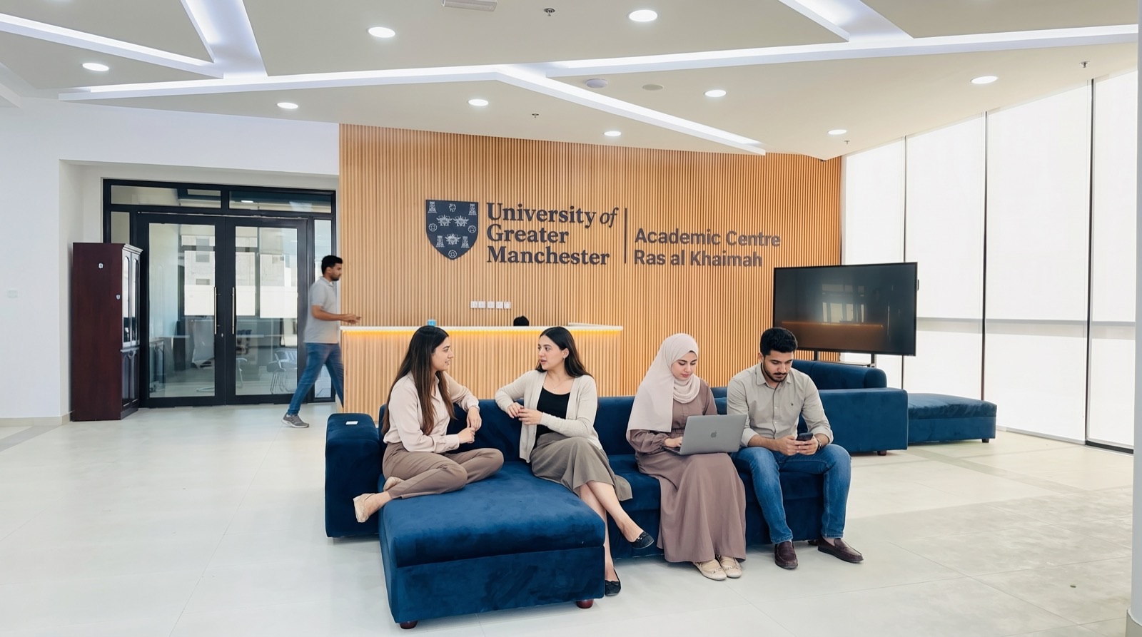 The lobby of the University of Greater Manchester Academic Centre in Ras Al Khaimah